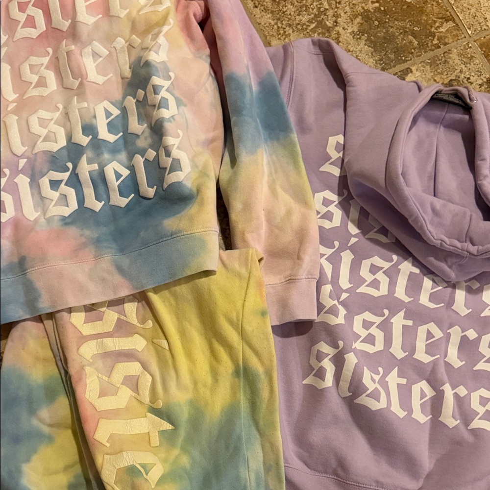 Tie-Dye 'Sisters' Hoodie and Sweatpants Set